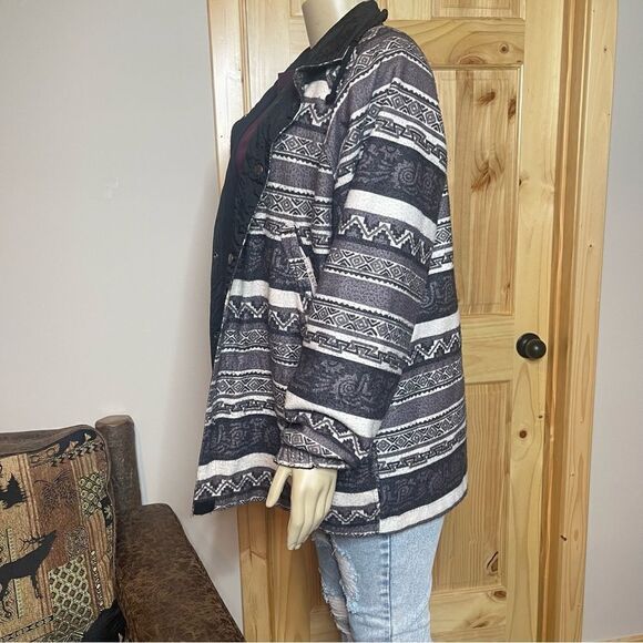 Aztec Jacket Coat Reversible Waterproof Oversized Adult Sz Medium Fleece/Nylon - Picture 2 of 12